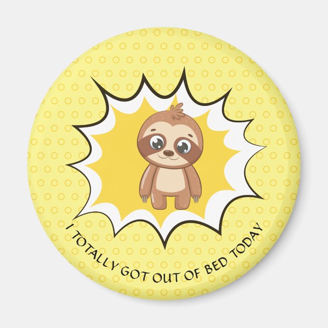 Personalisiertes Zitat | Yellow Polka Dot Sloth Magnet (Vorne)