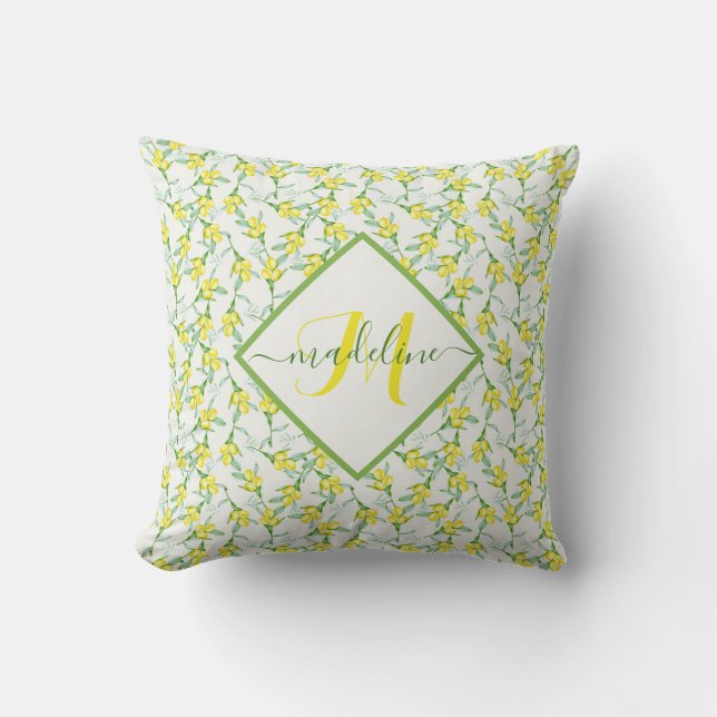 Personalisiertes Zitronenmuster Kissen (Vorderseite)