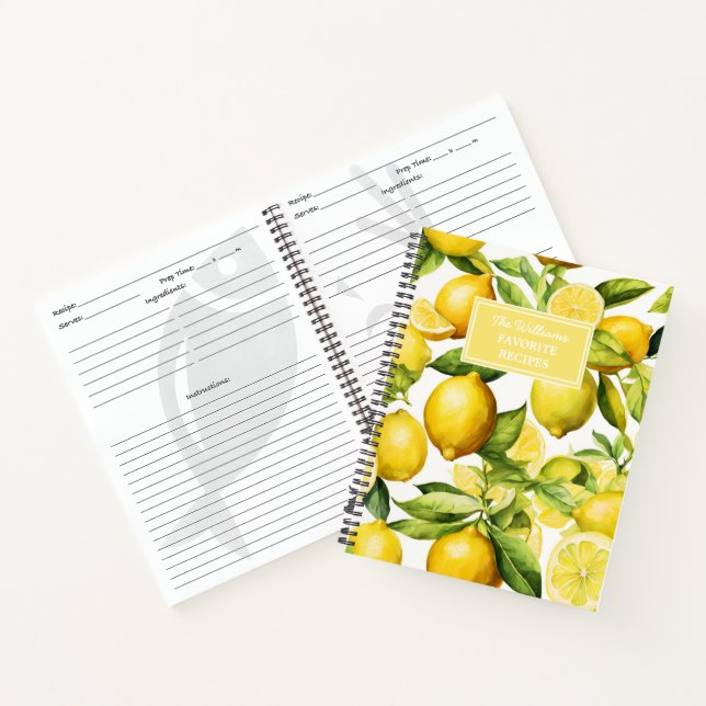Personalisiertes Zitronenrezept Notizbuch (Innenseite)