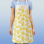 Personalisiertes Zitrusfrühstück Schürze<br><div class="desc">Hübsches Zitronenmuster in Aquarellfarbe auf weißem Hintergrund für eine Sommeraufnahme des visuellen Vitamin C. Originale Kunst von Nic Squirrell. Ändern Sie den Namen, um ihn anzupassen.</div>