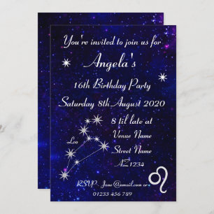Personalisiertes Zodiac Leo Galaxy Party Einladung