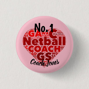 Personalisiertes Zug-Abzeichen des Netball-No.1 Button