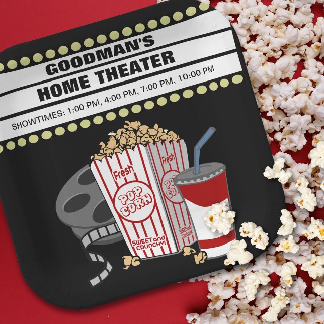 Personalisiertes Zuhause-Kino Pappteller (Personalized paper plates for binge watching movies in your home theater!)