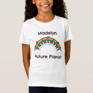 Personalisiertes Zukunfts-Pianist-Regenbogen-Kinde T-Shirt
