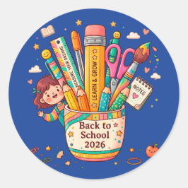 Personalisiertes Zurück zur Schule 2026 Runder Aufkleber