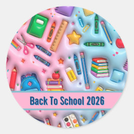 Personalisiertes Zurück zur Schule 2026 Runder Aufkleber