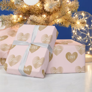Personalisiertes zweimaliges Goldenes Herz, Misty  Geschenkpapier