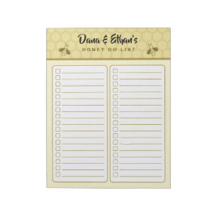 Personalisiertes Zweispaltiges Honey-Do-List-Notiz Notizblock