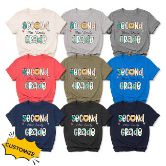 Personalisiertes Zweite-Klasse-Lehrer-Shirt Tri-Blend Shirt