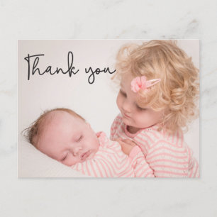 Personalisiertes zweites Baby-Foto Vielen Dank Ankündigungspostkarte