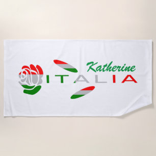 Personalisierung Italienflagge Rosa Strandtuch