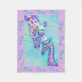 personalizable Aqua und lila Giraffendecke Fleecedecke