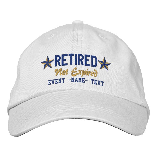 Personalizable Bearbeiten Text Happy Retirement Bestickte Baseballkappe (Vorderseite)
