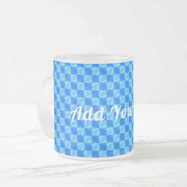 Personalizable Blue Modern Trenddesign Muster Mattglastasse (Vorderseite Links)