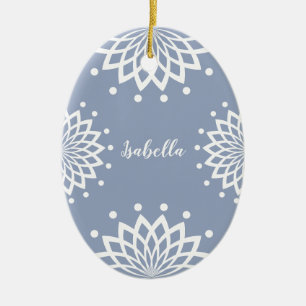 Personalizable Blue White Simple Vintag Oaster Keramik Ornament