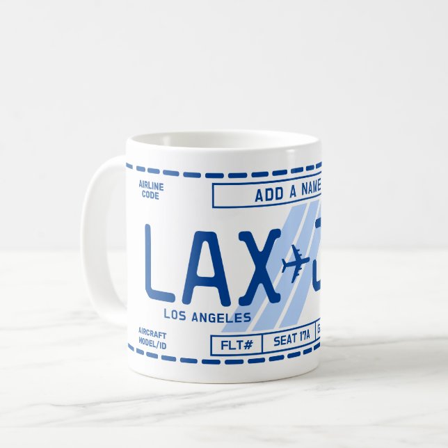Personalizable Boarding Pass Mug for Travel Fans (Devant gauche)