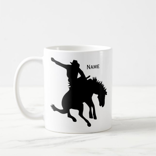 Personalizable Bronc Rider Coffee Tasse (Links)