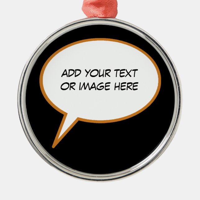 personalizable cartoon speech balloon silbernes ornament (Vorne)