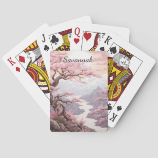 Personalizable Cherry Blossom Landscape Spielkarten