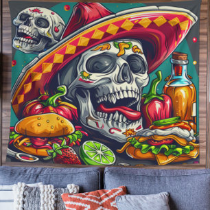 Personalizable Cinco de Mayo Skull Tapestes Wandteppich