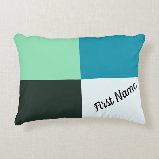 Personalizable Coal White Aquamarin Green Blue Aqu Dekokissen (Vorderseite)