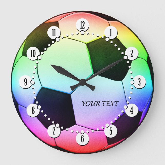 Personalizable Colorful Soccer Football Große Wanduhr (Vorderseite)