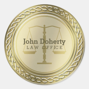 Personalizable Elegant Golden Scales of Justice Runder Aufkleber