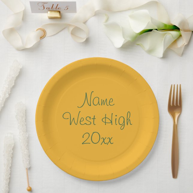 Personalizable Green Gold Class of 2025 Abschluss Pappteller (Hochzeit)