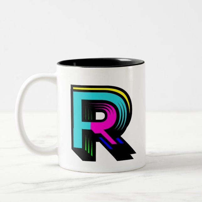 Personalizable Initial Letter R Mug Zweifarbige Tasse (Links)