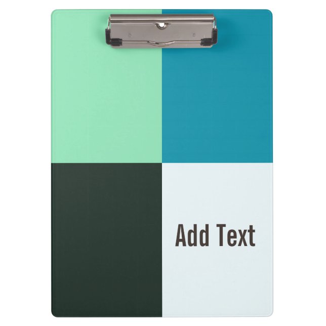 Personalizable Kohle Elfenbeinkühe Aquamarin Blau  Klemmbrett (Vorderseite)