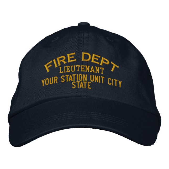 Personalizable Lieutenant Firefighter Hat Bestickte Kappe (Vorderseite)