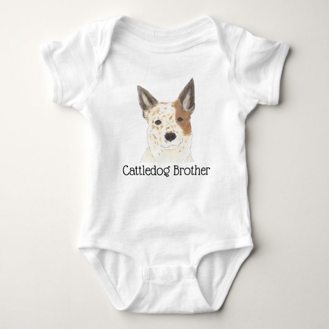 Personalizable Red White Cattledog Heeler Baby Strampler (Vorderseite)