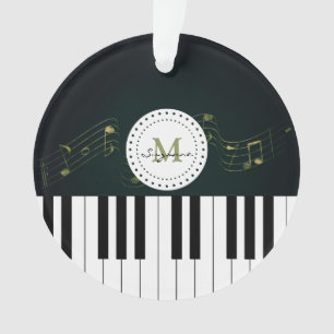 Personalizable Schwarz-weißes Klavier befestigt Ornament