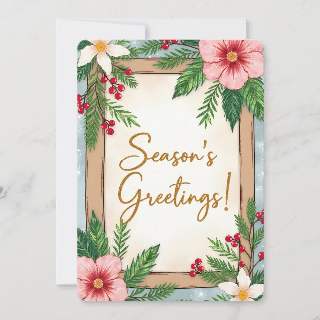 Personalizable Vintage  Flat Holiday Card  Feiertagskarte (Vorderseite)