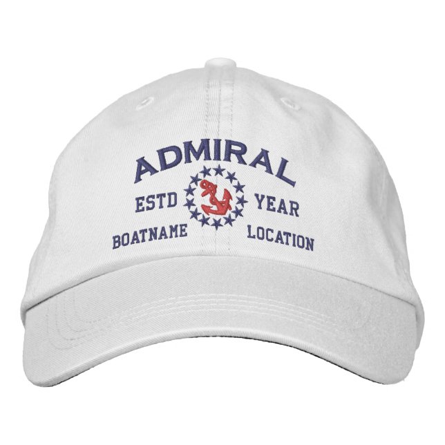 Personalizable YEAR and Names Admiral Yacht Flag Bestickte Baseballkappe (Vorderseite)