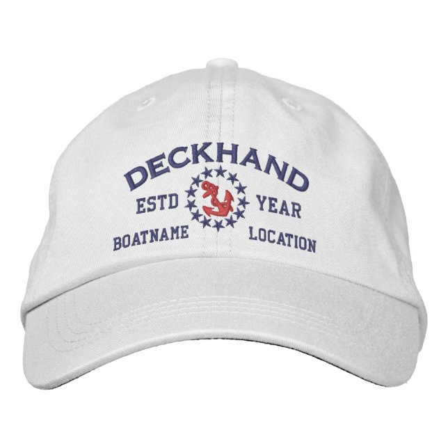 Personalizable YEAR and Names Deckhand Yacht Flag Bestickte Baseballkappe (Vorderseite)