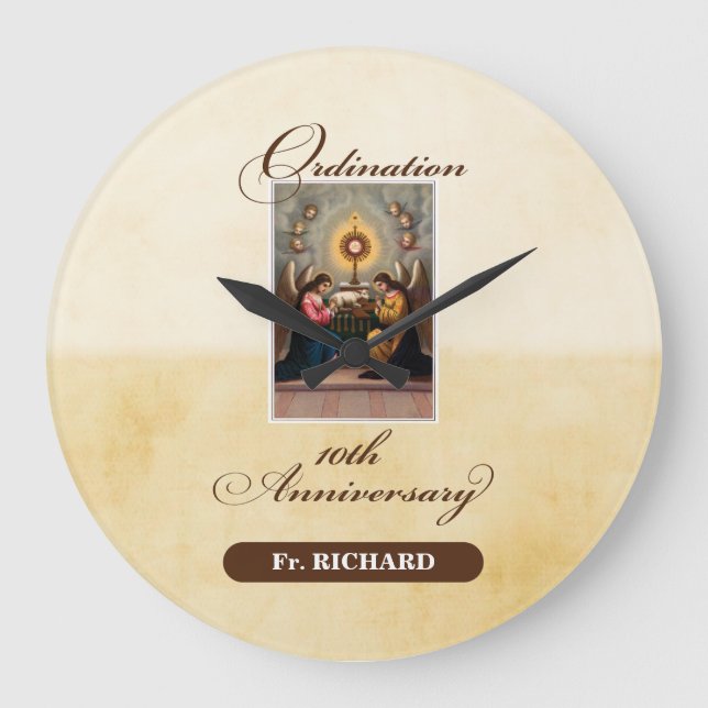 Personalize, 10th Ordination Anniversary Angels Große Wanduhr (Vorderseite)