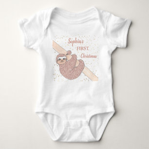 Personalize 1 Christmas Sloth Baby Strampler
