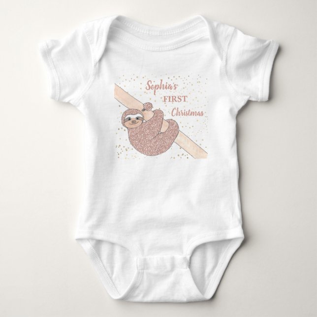 Personalize 1 Christmas Sloth Baby Strampler (Vorderseite)