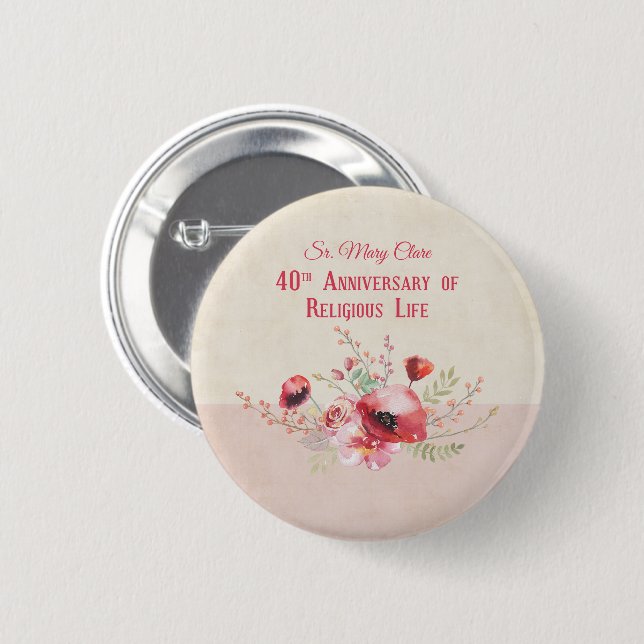 Personalize, 40th Anniversary Nun, Pink und Button (Vorne & Hinten)