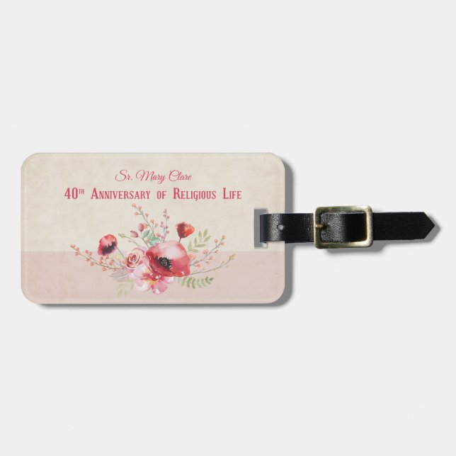 Personalize, 40th Anniversary Nun, Pink und Gepäckanhänger (Vorderseite horizontal)