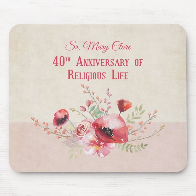Personalize, 40th Anniversary Nun, Pink und Mousepad (Vorne)