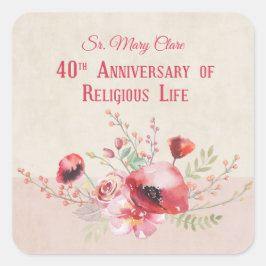 Personalize, 40th Anniversary Nun, Pink und Quadratischer Aufkleber