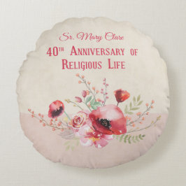 Personalize, 40th Anniversary Nun, Pink und Rundes Kissen