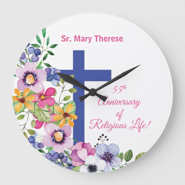 Personalize, 55th Anniversary Nun Religious Life Große Wanduhr (Vorderseite)
