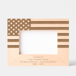Personalize | American Flag Military Retirement Geätzte Rahmen