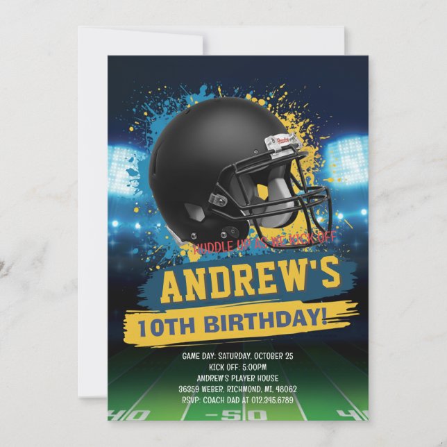 Personalize American FOOTBALL WATCH Party Einladung (Vorderseite)