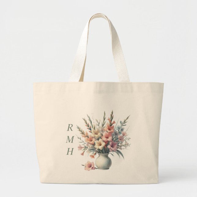 Personalize August Gladiolus Tote Bag Jumbo Stoffbeutel (Vorne)