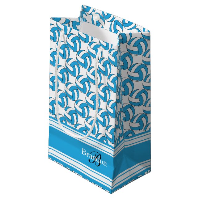 Personalize Baby Blue Volleyball Kleine Geschenktüte (Vorderseite Schrägansicht)