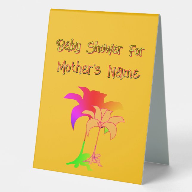 Personalize Baby Shower Mom's Name FloralTent Sign Tischaufsteller (Vorderseite)